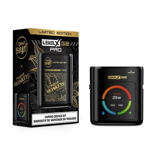 Flavour Beast Level X G2 PRO pre-filled pod device with sleek design and compact shape, ready for use.