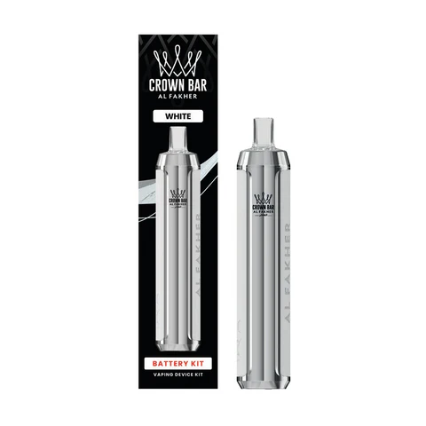 Crown Bar Al Fakher AF600 pre-filled pod device with sleek design and mouthpiece, featuring battery and pod connection.