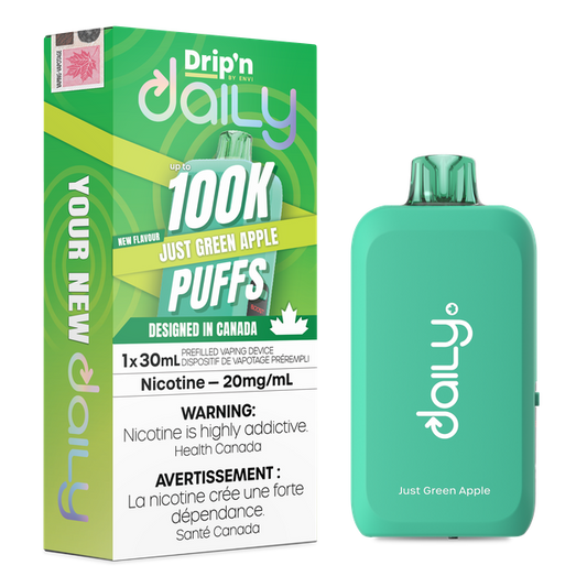 Envi Drip’n Daily 100K disposable vape device with sleek design and compact size, suitable for daily vaping.