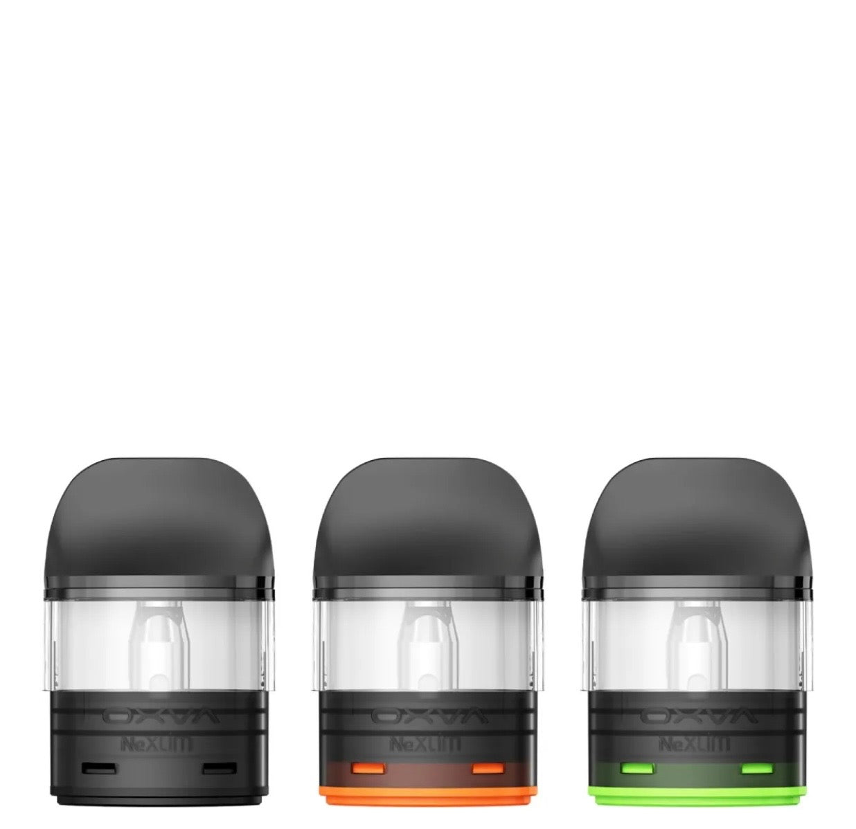 Set of three Oxva NeXLIM Pod 4mL replacement pods for vaping devices, featuring a sleek design and visible fill ports.