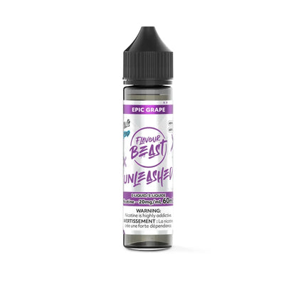 Flavour Beast Unleashed Salt Nic e-juice 60ml bottle with epic grape flavor and icy finish, designed for vaping in Canada.