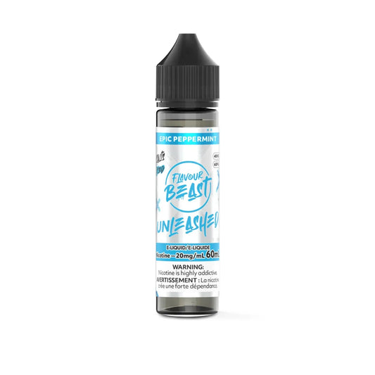 Flavour Beast Unleashed Salt Nic e-juice in peppermint iced flavor, 60ml bottle, showcasing the colorful label and product design.