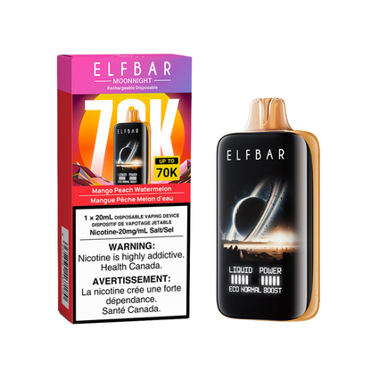 ELFBAR MoonNight 70K disposable vape device with sleek design and branding, shown in the image.