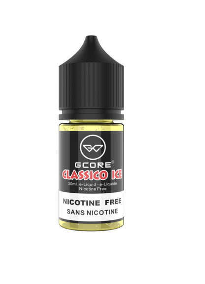 Gcore 30mL nicotine-free e-liquid e-juice in clear bottle, G Core brand, suitable for vaping without nicotine.