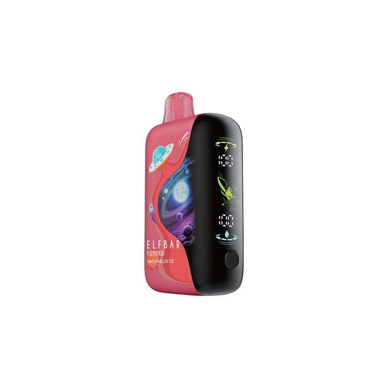 ELFBAR FS 70K disposable vape device with colorful design, showing the sleek, portable electronic cigarette in a close-up shot.