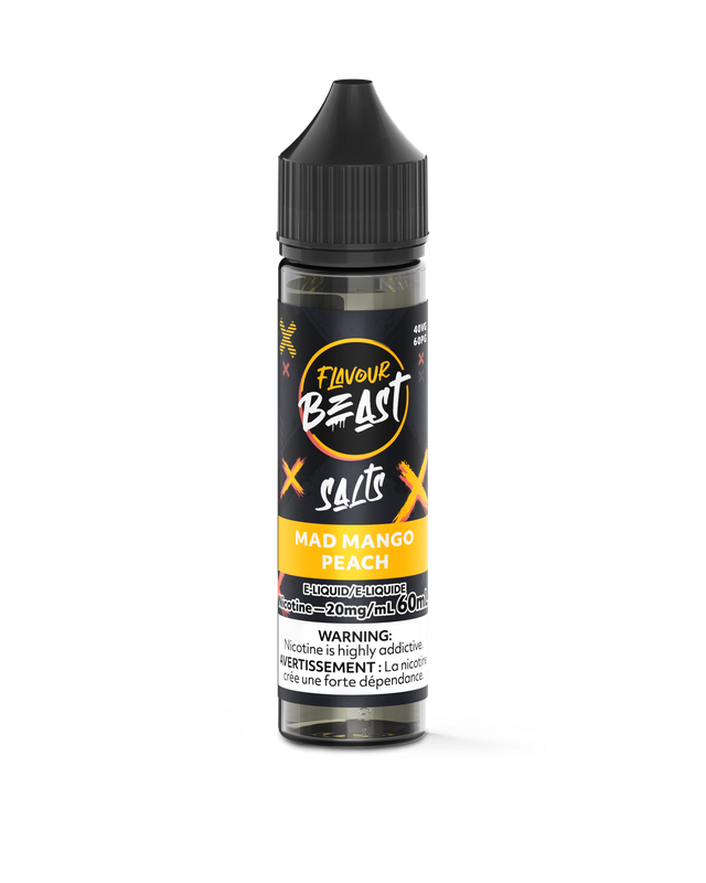 Flavour Beast Salt Nic E-Juice 60ml bottle with colorful label and dropper cap, designed for vaping.