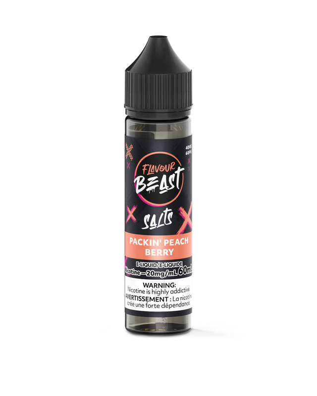 Flavour Beast Salt Nic E-Juice 60ml bottle with colorful label and dropper cap, designed for vaping enthusiasts.