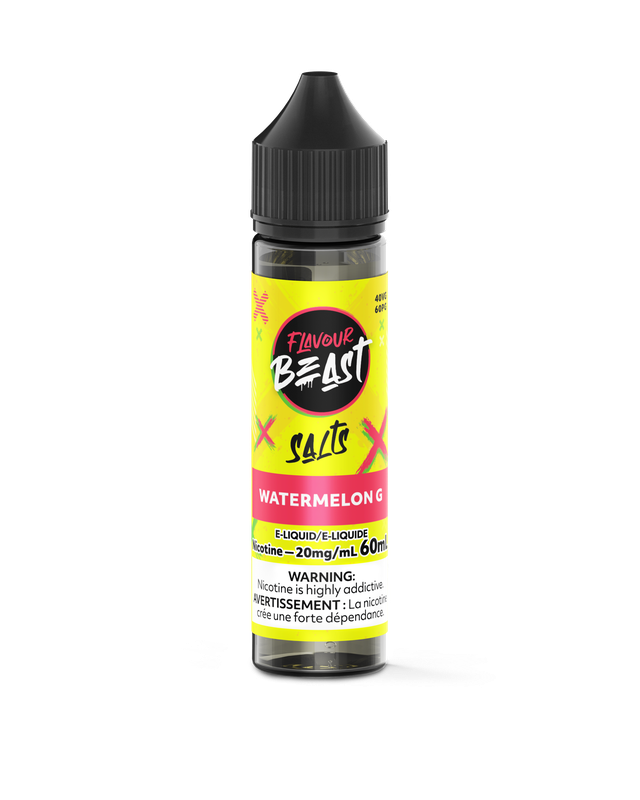 Flavour Beast Salt Nic E-Juice 60ml bottle with colorful label, showcasing the flavor variety and salt nicotine formulation.
