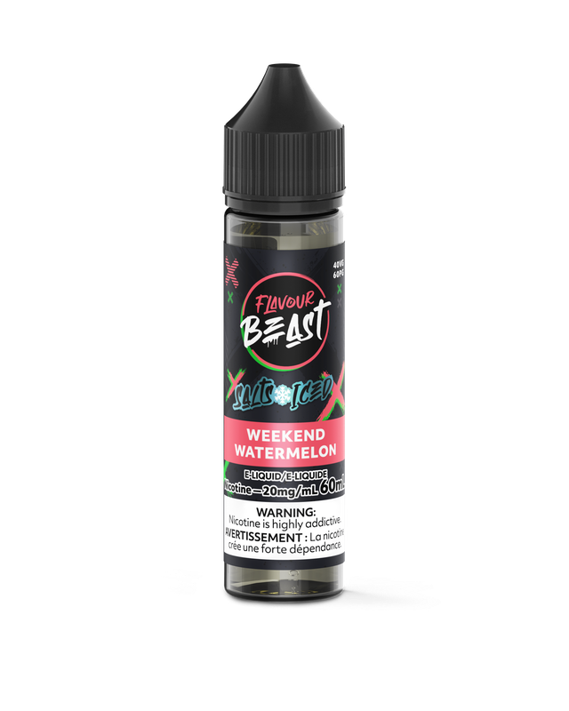 Flavour Beast Salt Nic E-Juice 60 ML bottle with colorful label featuring bold branding and flavor details.