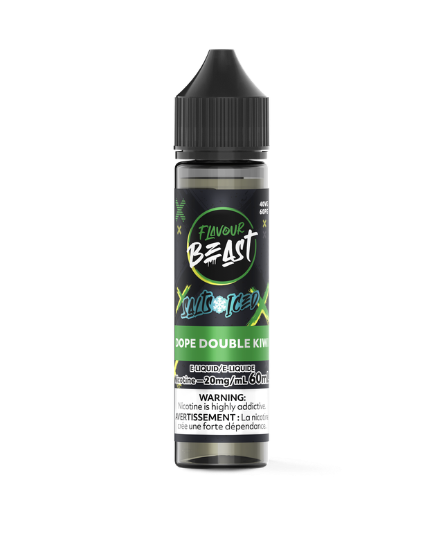 Flavour Beast Salt Nic E-Juice 60ml bottle with colorful label, smooth vape flavor, and salt nicotine for an enhanced vaping experience.