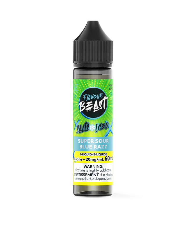 Bottle of Flavour Beast Salt Nic E-Juice 60ml with colorful label, designed for vaping, featuring vibrant branding and clear product details.