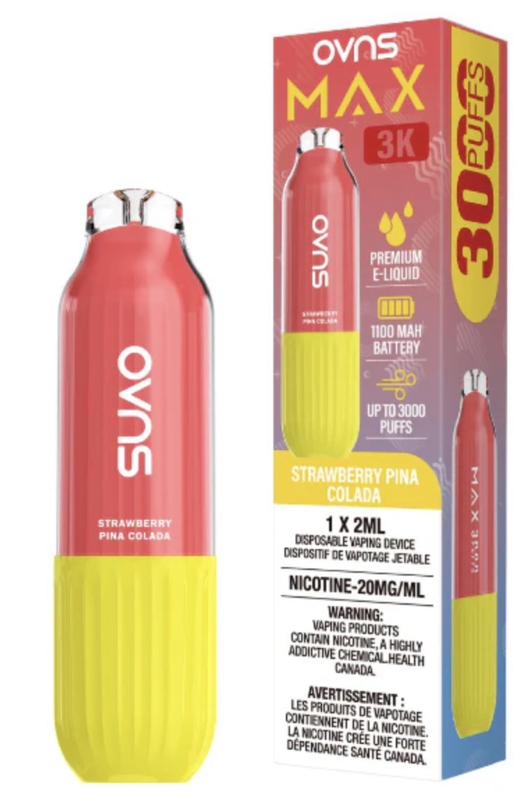 Disposable OVNS Max 3k vape device with sleek design and mouthpiece, shown in the image.