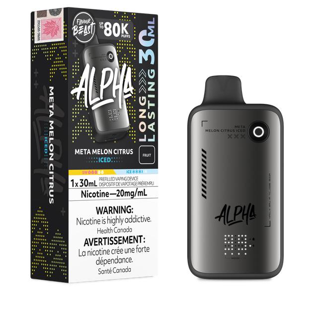Disposable Flavour Beast Alpha 80K vape device with sleek design and branding, shown in the image.