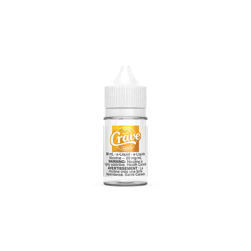 Crave Salt Nic E-Juice 30ml bottle with label displaying Crave brand and flavor details, ideal for vaping enthusiasts.