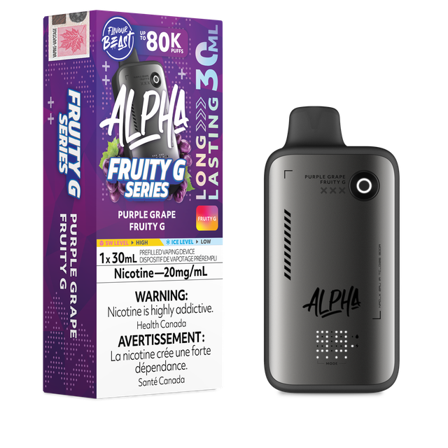 Disposable Flavour Beast Alpha 80K vape device with sleek design and branding, shown in the image.