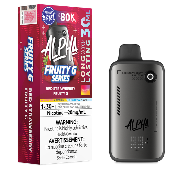 Flavour Beast Alpha 80K disposable vape device with sleek design and branding, shown in the image.