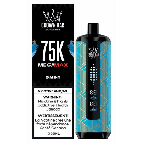 Crown Bar AL FAKHER MEGAMAX 75K disposable vape device with sleek design and ergonomic shape.
