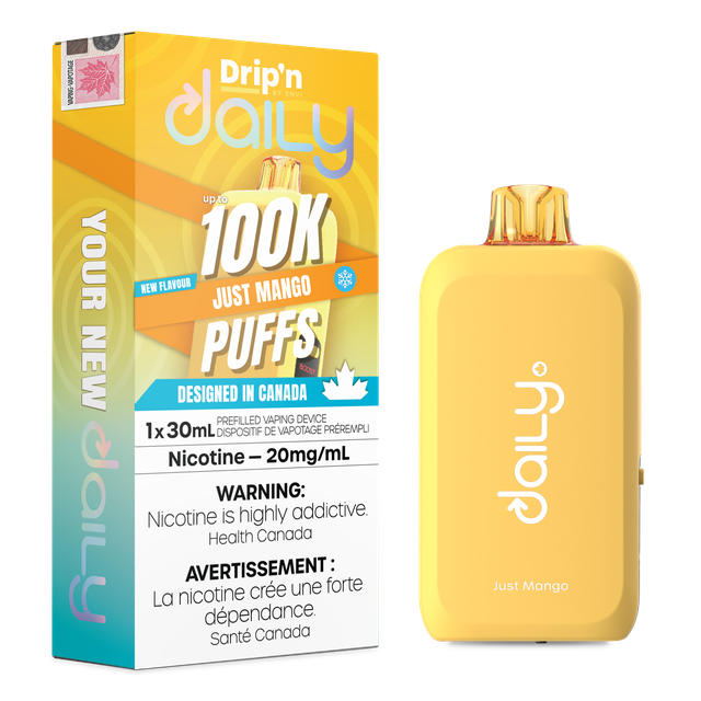 Envi Drip’n Daily 100K disposable vape device with sleek design and mouthpiece, displayed against a neutral background.