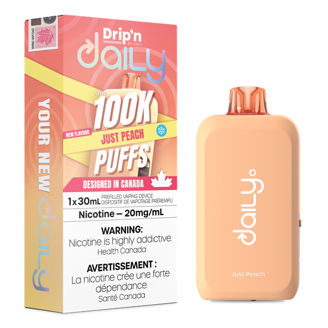 Envi Drip’n Daily 100K disposable vape device with sleek design and compact size for convenient vaping.