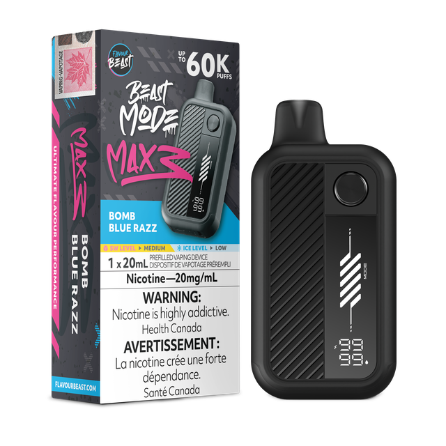 Flavour Beast Beast Mode MAX 3 disposable vape device with colorful design, compact and portable for on-the-go vaping.
