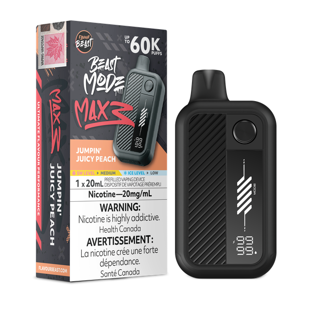Flavour Beast Beast Mode MAX 3 disposable vape device with sleek design and branding on the packaging.