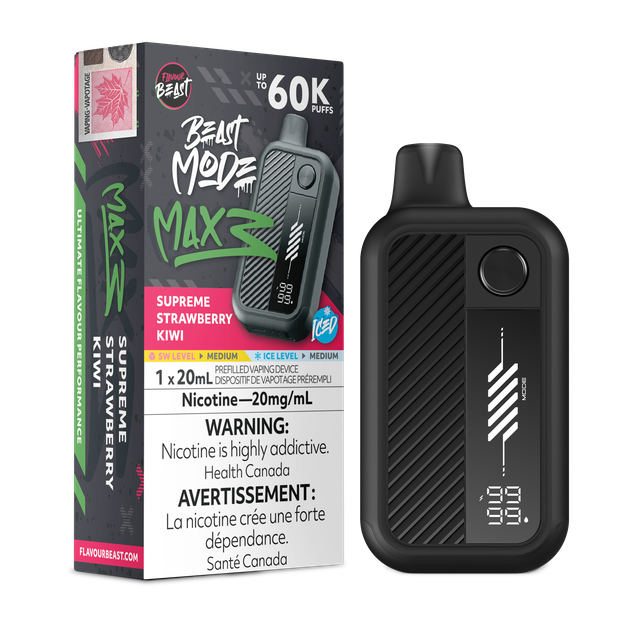 Disposable Flavour Beast Beast Mode MAX 3 vape device with colorful design and sleek shape, showcasing the Flavour Beast brand.
