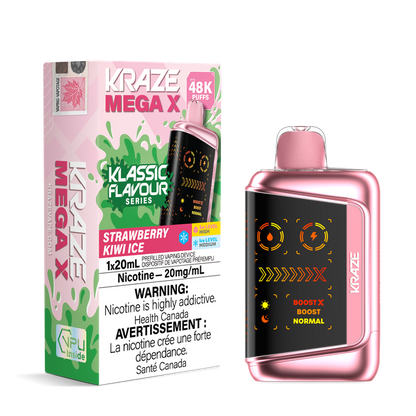 Kraze Mega X 48K Classic Flavours Series disposable vape device with colorful packaging and sleek design.