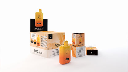 Disposable Fog Series X 15K vape device in Orange Fizz flavor by Fog Formula, featuring vibrant orange packaging and sleek design.