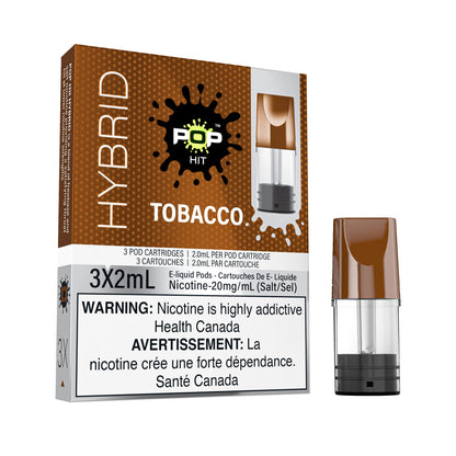 PoP HIT Pop Hit Hybrid Pods with tobacco flavor, pre-filled vape pods for easy use and flavorful vaping experience.